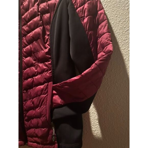 NWOT 32 Degrees Heat Women's Black/ Burgundy s Mixed Media Jacket Size S - Picture 3 of 7